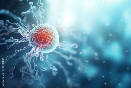 Active virus globule in biological liquid as scientific background photo