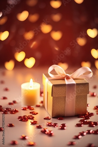 Valentine's Day gift box with heart, ribbon, and romantic elements, offering a festive and bright atmosphere. © Andrii Zastrozhnov