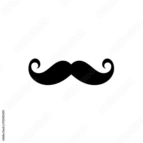 black swirled men's false mustache on white background, illustration