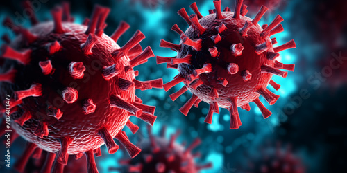 Fotomurale Coronaviruses influenza 3d redder