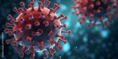 coronavirus coved 19 macro simulation Coronavirus mutation inside human body - flu outbreak or coronaviruses influenza 3D rendering Bacteria. Virus. Microbiology. Electron microscopy 3d illustration. photo
