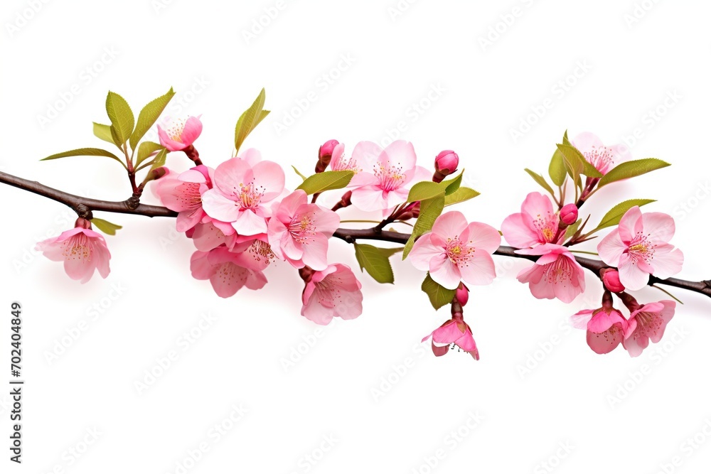 Cherry blossom branch on white background Cherry blossom branch on white background