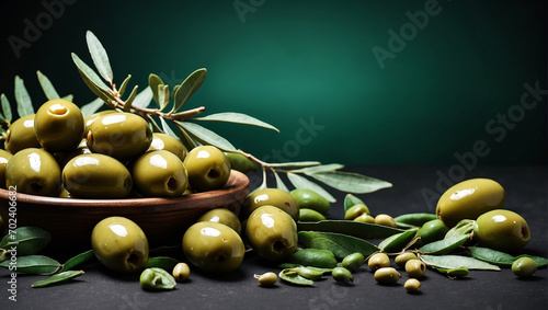 Gilt with olives on a dark green background