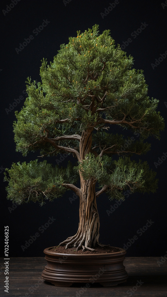 bonsai on a dark background. Tree