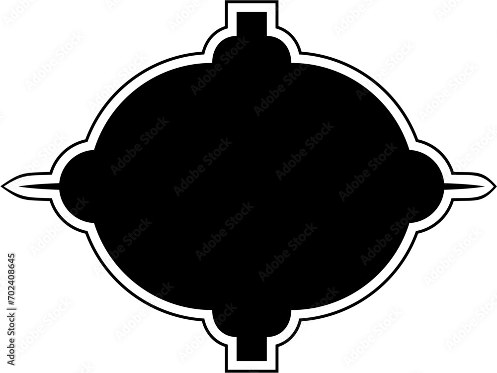 Obraz premium Islamic Frame Design Glyph with outline Black Filled silhouettes Design pictogram symbol visual illustration