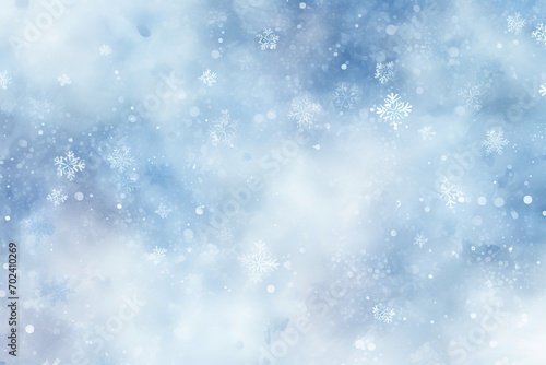 Delicate winter pattern with falling snow texture in subtle shades of blue and white © Denis
