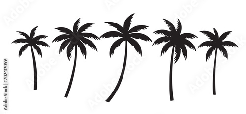 Black palm tree set vector illustration on white background silhouette art black white stock illustration photo