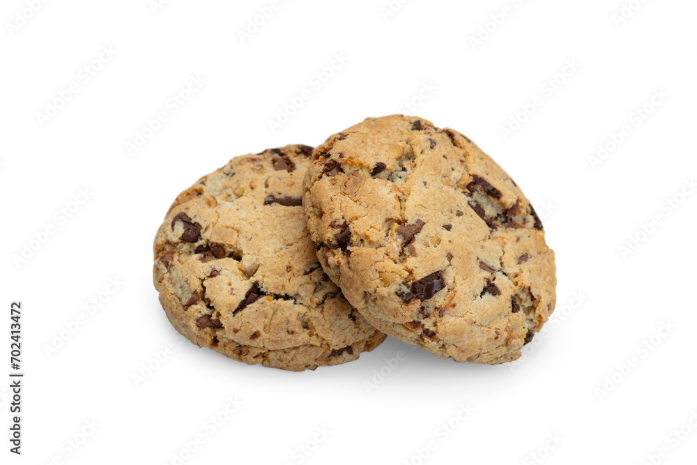 Cookies with nuts and chocolate on a white background Cookies with nuts and chocolate on a white background