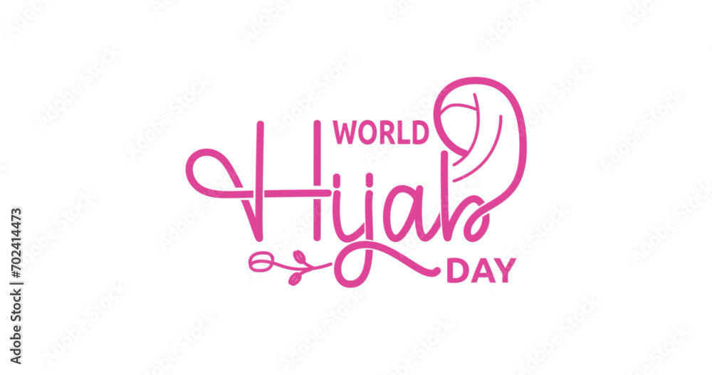 World hijab day text vector illustration. Modern handwritten calligraphy with monoline style. Great for increasing awareness of the importance of wearing the hijab for Muslim women.