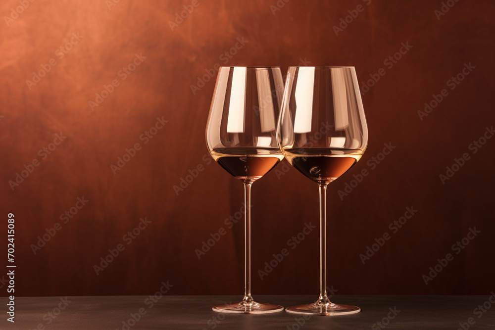 Wineglasses on brown background