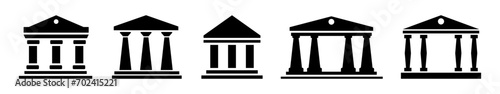 Bank icon set,Banks crban Structures Featuring Columns: Icons of Museums and Banks.Financial Icons Architectural Designs Featuring Columns.Vector