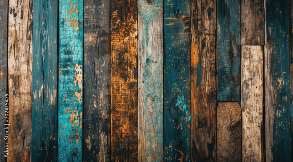 Colourful distressed wooden planks with rustic charm and textured patterns. Colourful distressed wooden planks with rustic charm and textured patterns.