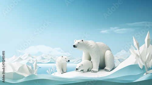 Polar bear mother and her youngster a pleasant