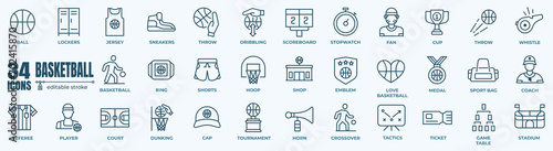 Basketball Vector Icons . Thin line icons set. Simple vector icons.Editable line