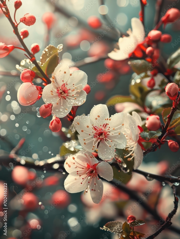 A delightful depiction of spring's rejuvenation, showcasing the beauty of blooming flowers in a charming landscape.
