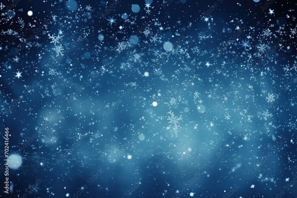 Winter concept. Falling snow on blue pastel background