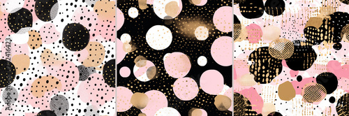 Colorful abstract seamless pattern set. Design for fashion apparel, home decor, packaging, stationery. Textile print, wall art for a modern interior. Background for website landing page