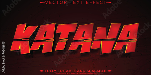 Katana text effect, editable samurai and blade customizable font style