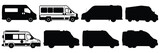 Car delivery caego silhouettes set, large pack of vector silhouette design, isolated white background