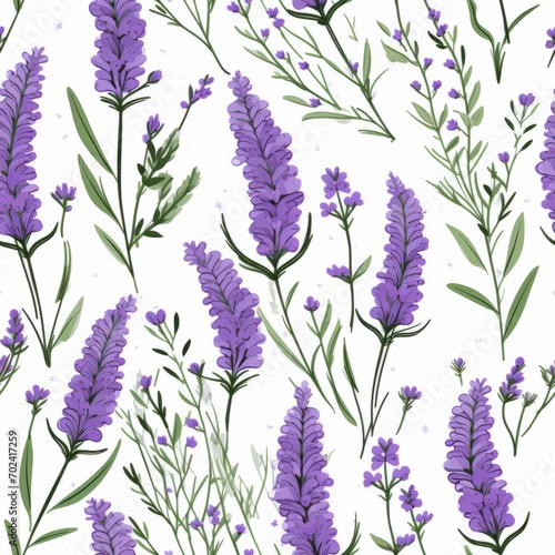 Seamless pattern with blooming lavender  illustration
