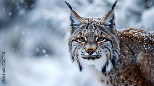Lynx in the Snow In Canadian Wilderness (Generative AI).