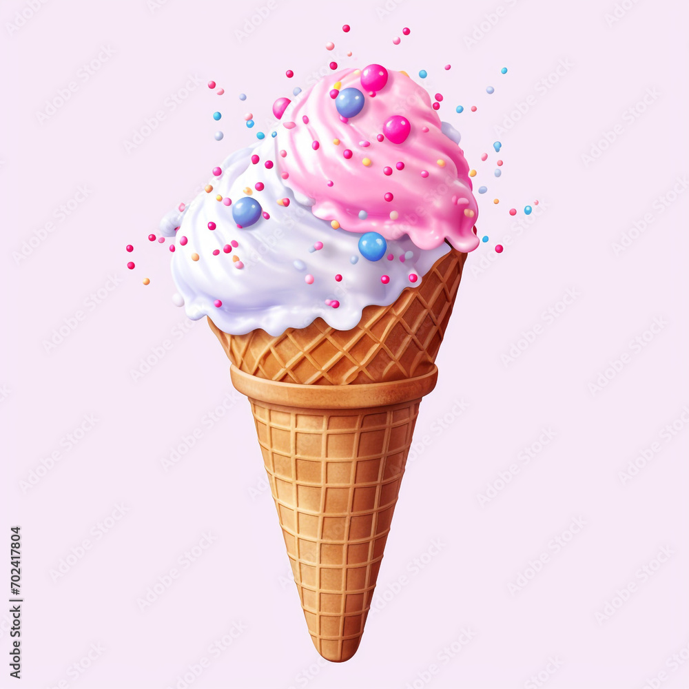a pink and blue ice cream cone with a sprinkles on transparent background created with Generative Ai a pink and blue ice cream cone with a sprinkles on transparent background created with Generative Ai