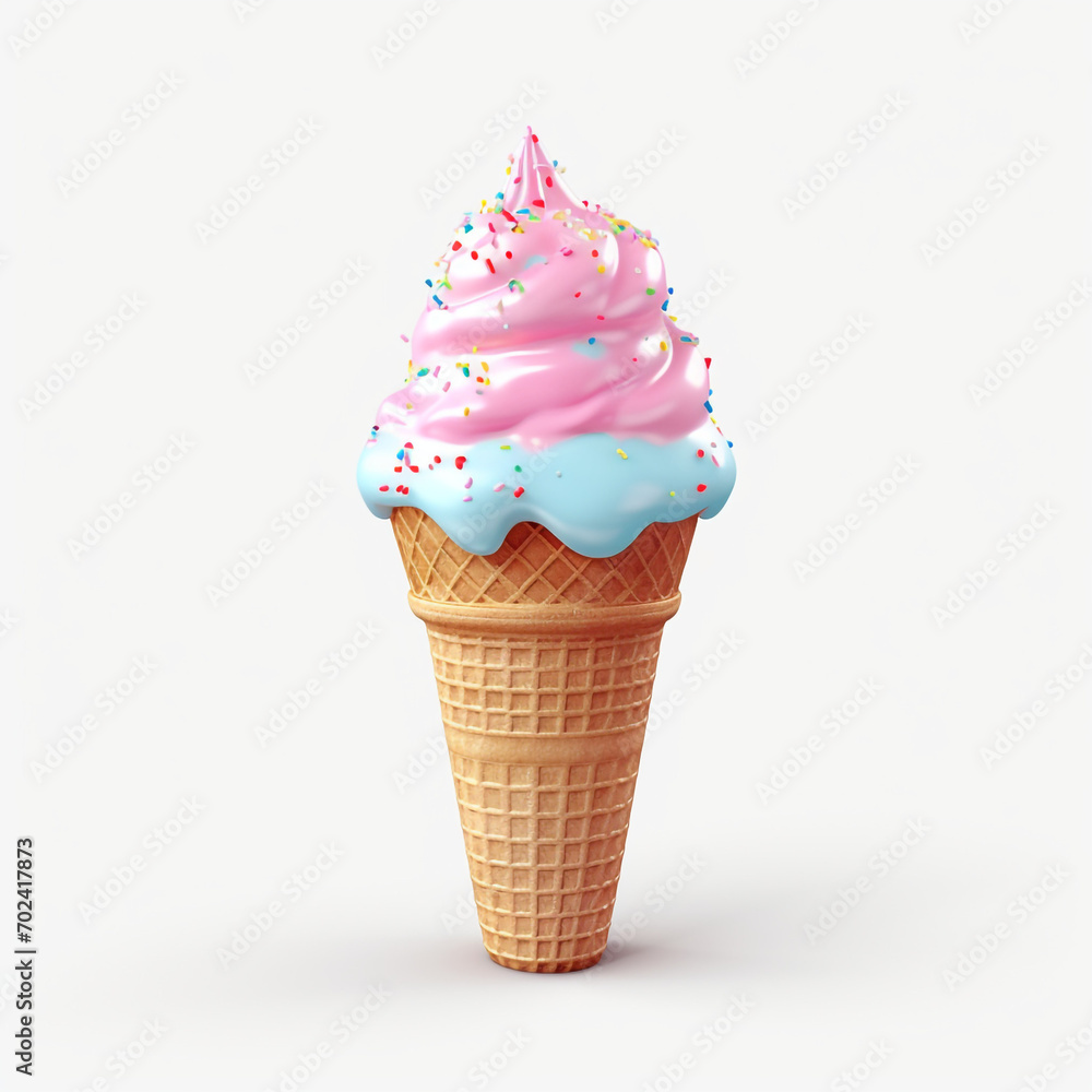 a pink and blue ice cream cone with a sprinkles on transparent background created with Generative Ai a pink and blue ice cream cone with a sprinkles on transparent background created with Generative Ai