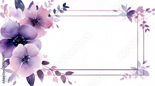 Floral frame with watercolor flowers, decorative flower background pattern, watercolor floral border background © Derby