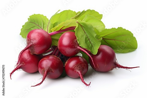 beetroot isolated on a white background. a bunch of raw vegetables, root vegetables with green tops. healthy food.