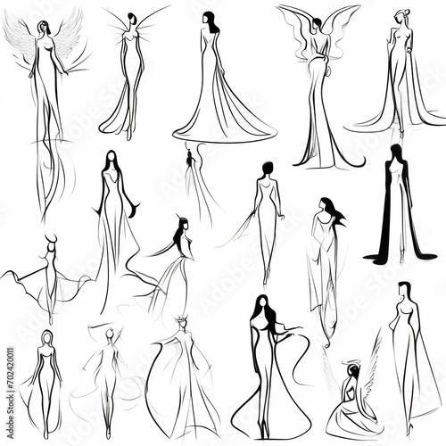 Fashion models in sketch-style