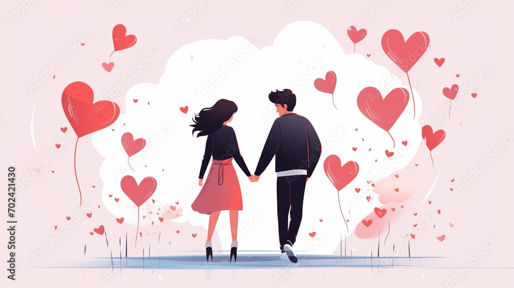 copy space, simple vector valentine cute girl and boy couple falling in love, simple handdrawn cartoon. Cute valentine card with young couple. Beautiful background or for valentine’s day. Beautiful ba copy space, simple vector valentine cute girl and boy couple falling in love, simple handdrawn cartoon. Cute valentine card with young couple. Beautiful background or for valentine’s day. Beautiful ba