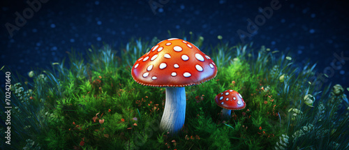 Realistic toadstool mushroom with red cap