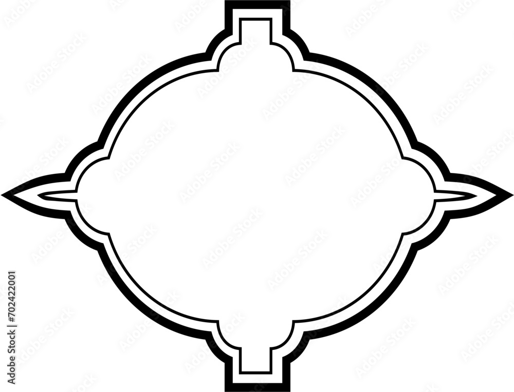 Obraz premium Islamic Frame Design double lines Black Stroke silhouettes Design pictogram symbol visual illustration