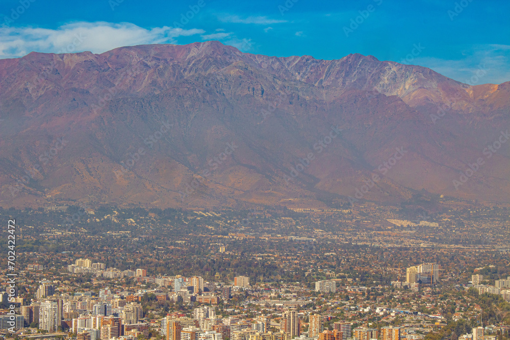 landscape of the city aerial view of the buildings  Santiago de Chile 
