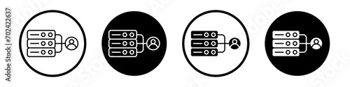 Shared hosting icon set. Web host data share vector symbol in a black filled and outlined style. Mainframe database sharing technology sign. photo