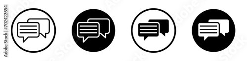 Messaging icon set. Chat and text forum vector symbol in a black filled and outlined style. Phone chat bubble sign. photo