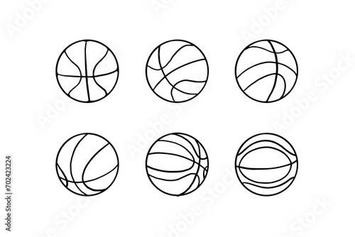 Big set of hand drawn doodle basketball. Sports equipment. Game, play, team. Collection of design elements. Great for banners, sites, posters. Vector illustration EPS10