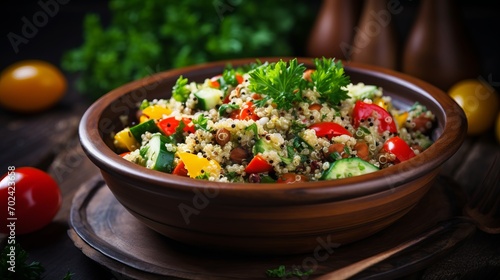 A bowl of colorful and nutritious quinoa salad