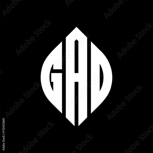 GAO circle letter logo design with circle and ellipse shape. GAO ellipse letters with typographic style. The three initials form a circle logo. GAO Circle Emblem Abstract Monogram Letter Mark Vector.