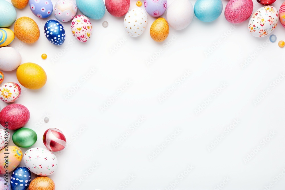 easter eggs frame isolated on white background