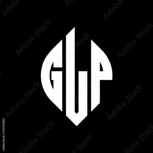 GLP circle letter logo design with circle and ellipse shape. GLP ellipse letters with typographic style. The three initials form a circle logo. GLP Circle Emblem Abstract Monogram Letter Mark Vector.