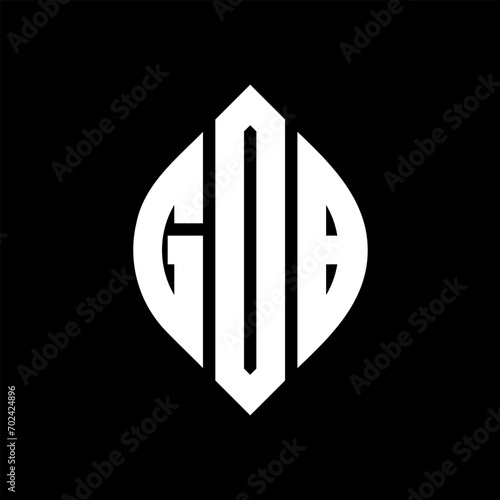 GOB circle letter logo design with circle and ellipse shape. GOB ellipse letters with typographic style. The three initials form a circle logo. GOB Circle Emblem Abstract Monogram Letter Mark Vector.
