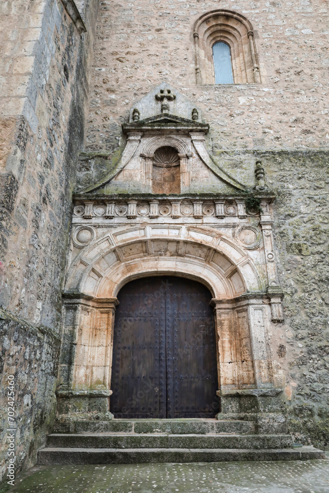 Facade of Santa Maria church in Alarcon village