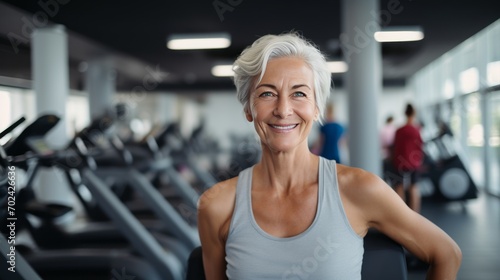 Mature woman doing exercises in fitness center, healthy life  © Stefan95