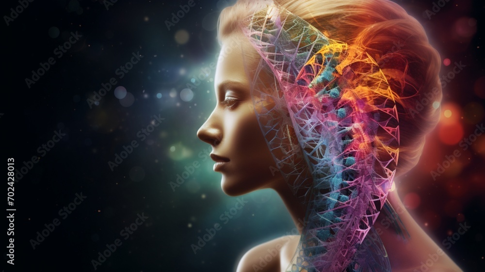 DNA Spark: An Artistic Illustration Unveiling the Elegance of DNA in a Captivating Display of Scientific Beauty - AI Generative DNA Spark: An Artistic Illustration Unveiling the Elegance of DNA in a Captivating Display of Scientific Beauty - AI Generative