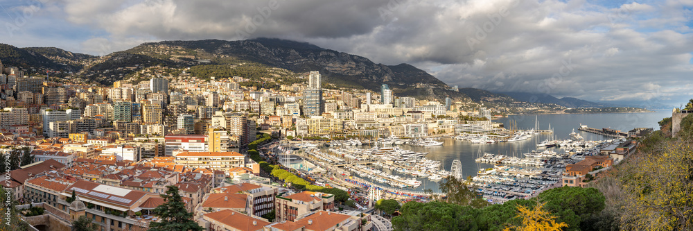 Panoramic view of Monaco at the French Riviera