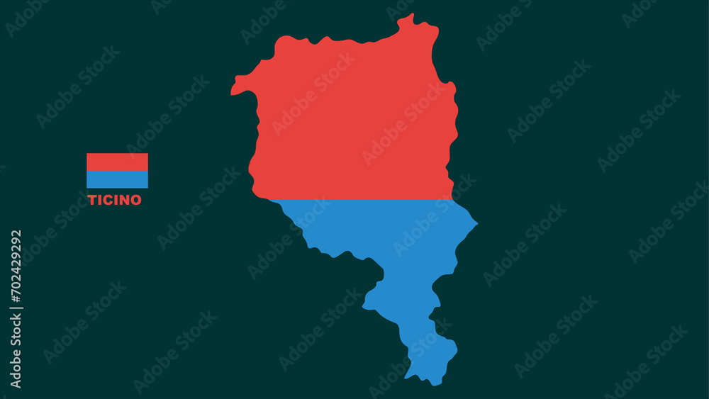 Fototapeta premium Graphic illustration of the state of Ticino, a region located in the south of the country