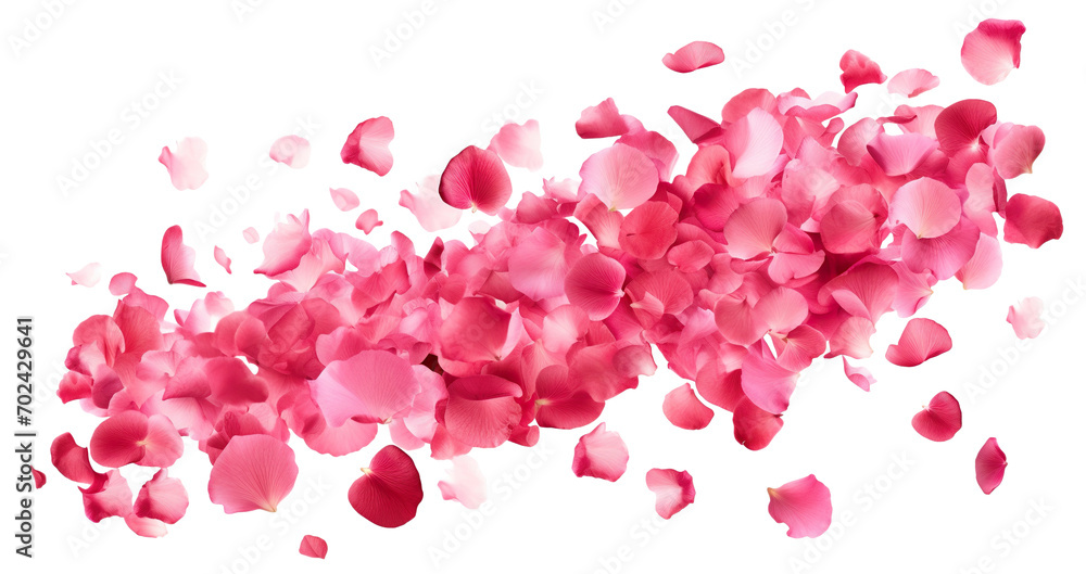 Scattering rose petals in the air, cut out Scattering rose petals in the air, cut out