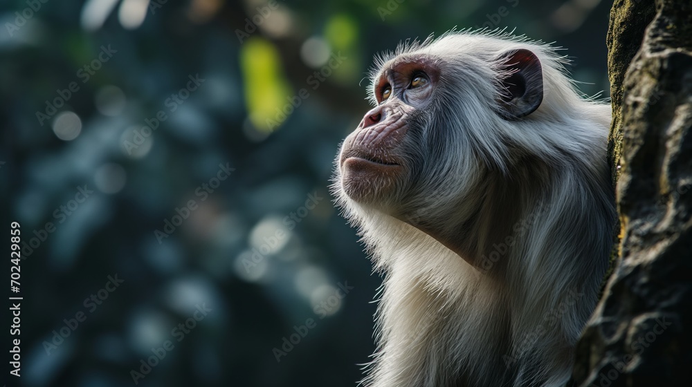 close up of a long macaque portrait