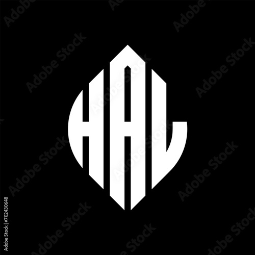 HAL circle letter logo design with circle and ellipse shape. HAL ellipse letters with typographic style. The three initials form a circle logo. HAL circle emblem abstract monogram letter mark vector.